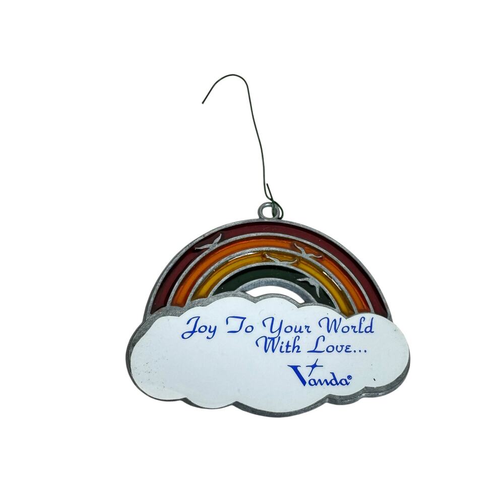 Vintage Stained Glass Rainbow Cloud Metal Suncatcher Christmas Ornament